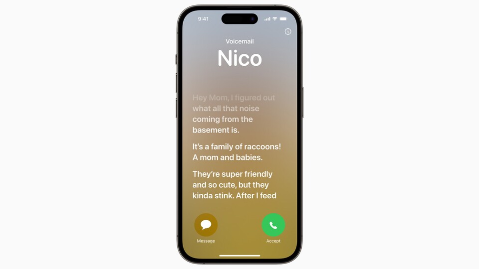 Apple integriert mit Live Voicemail das Pendant zu Screen Call und Bixby Text Call.
