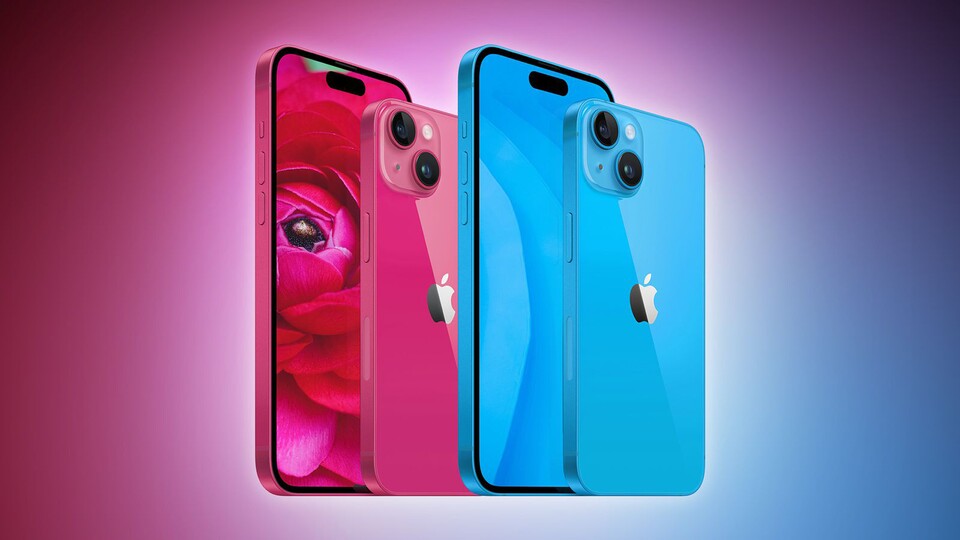 Das iPhone 15 respektive 15 Plus könnten in Blau und Pink kommen. (Bild: MacRumors)