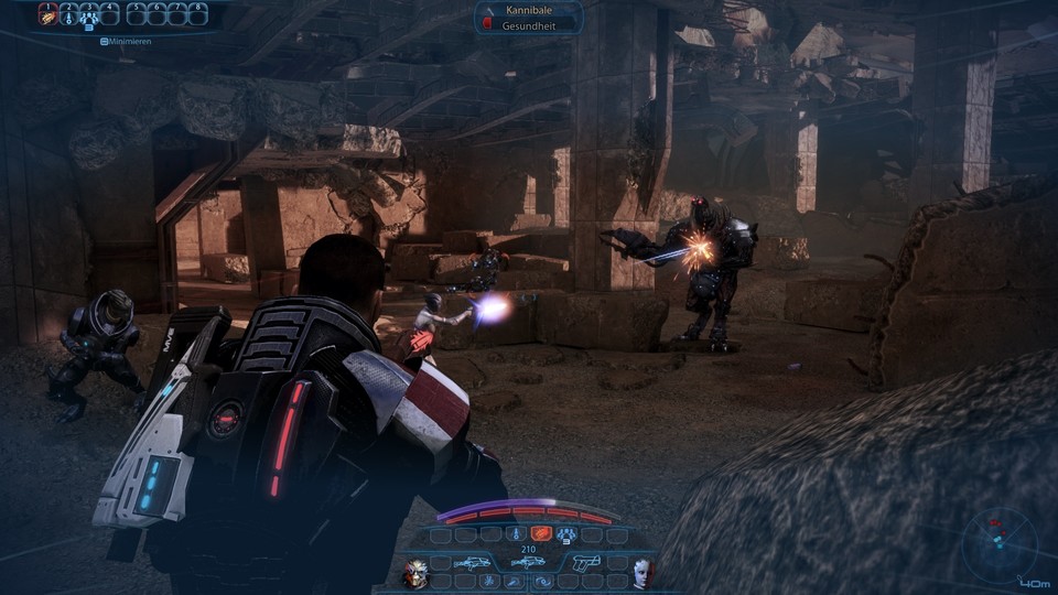 Schmutzige Optik, Cover-System: Zumindest bei Gefechten sind sich Gears of War und Mass Effect nicht unähnlich.