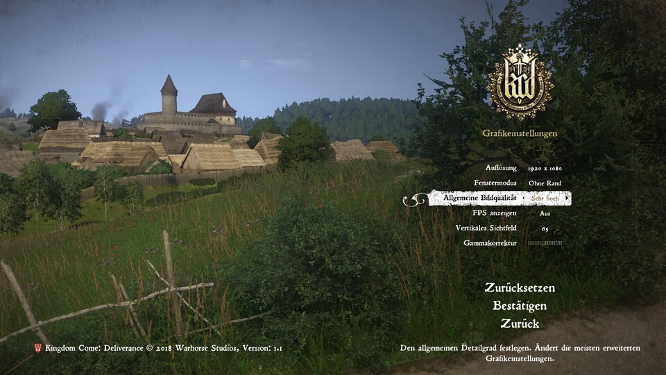 Das Grafikmenü von Kingdom Come: Deliverance bietet fünf vordefinierte Qualitätseinstellungen.