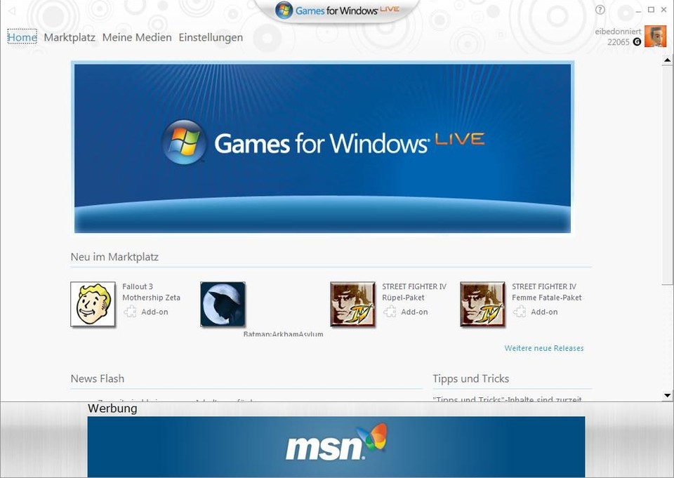 Die Startseite von Games for Windows 3.0: Mehr Werbung als Inhalt.