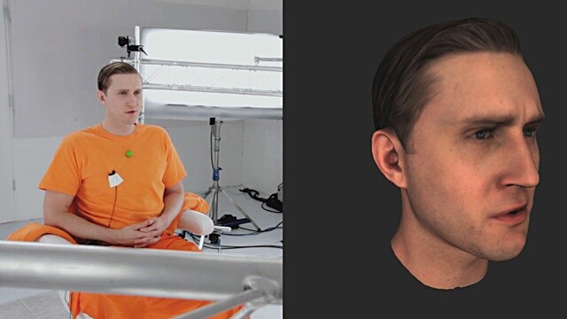 Aaron Statons Gesicht wird aufwendig digitalisiert.