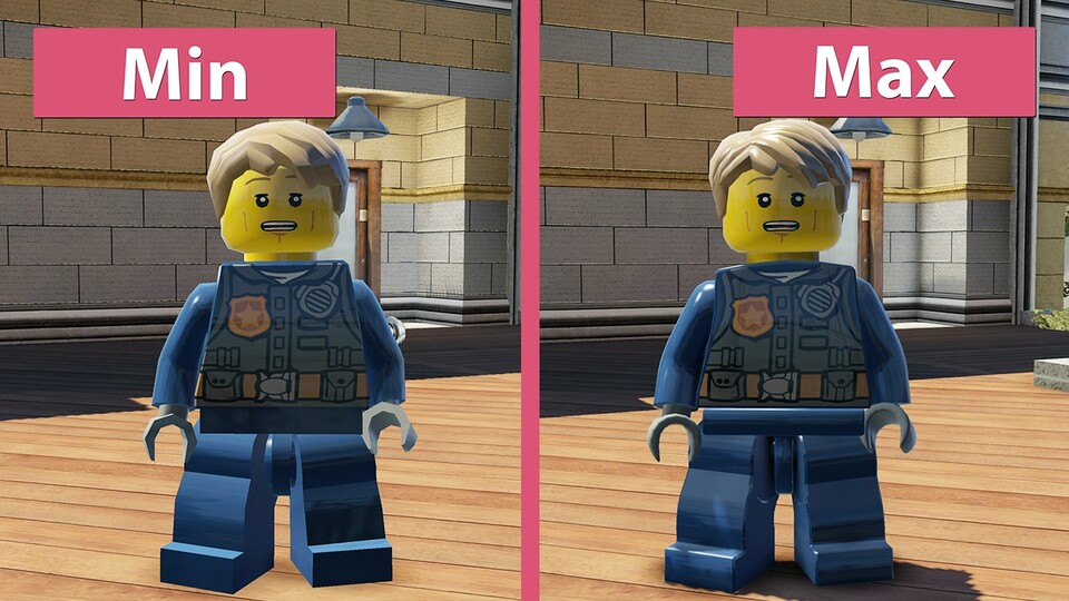 LEGO City Undercover - Minimale und maximale Details im Grafik-Vergleich