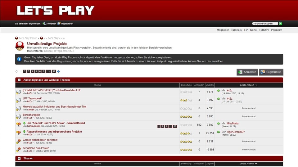 Auf Letsplayforum.de tauschen sich deutsche Let’s Player aus.