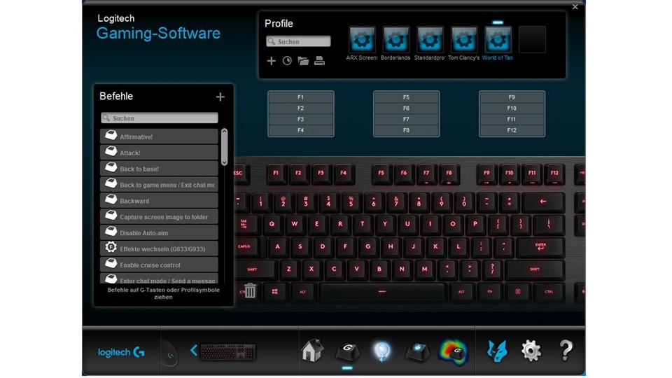 Der gewohnte Logitech-Treiber ermöglicht für die G413 individuelle Tastenbelegungen pro Spiel, detaillierte Makroaufzeichnung und Spielereien wie eine Heatmap (am häufigsten gedrückte Tasten).