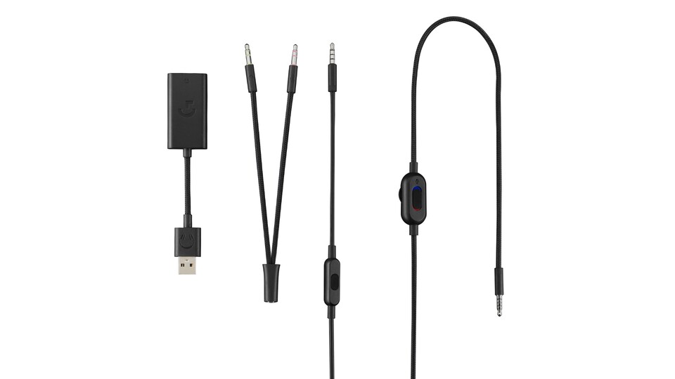 Zum Lieferumfang des G433 gehören unter anderem ein USB-Soundchip mit Surround-Simulation und ein Smartphone-Kabel mit Inline-Mikrofon.