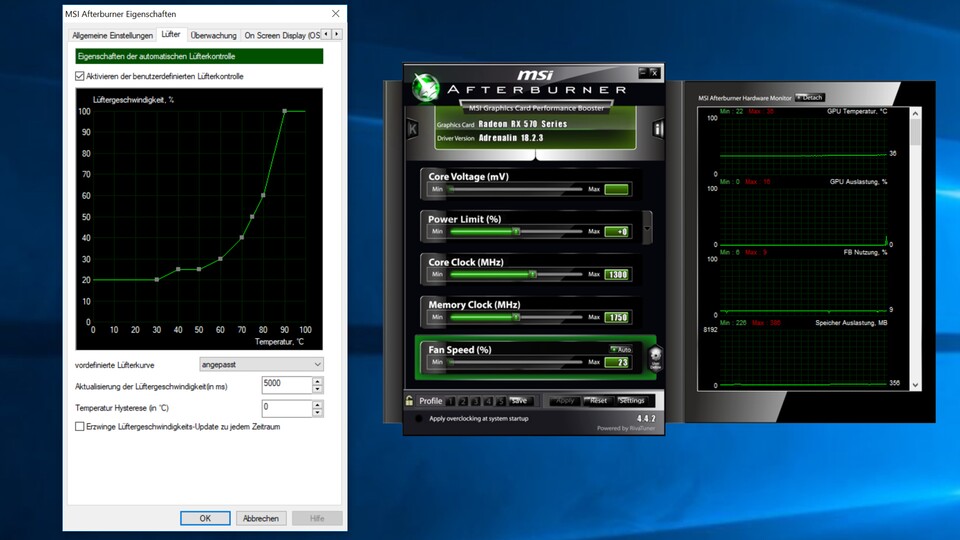 Individuelle Lüfterkurve mithilfe des MSI Afterburner erstellen.