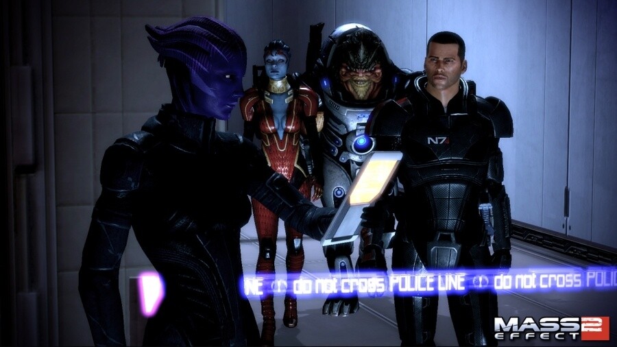 Screenshots aus dem bislang letzten großen DLC für Mass Effect 2, »Versteck des Shadow Broker «.