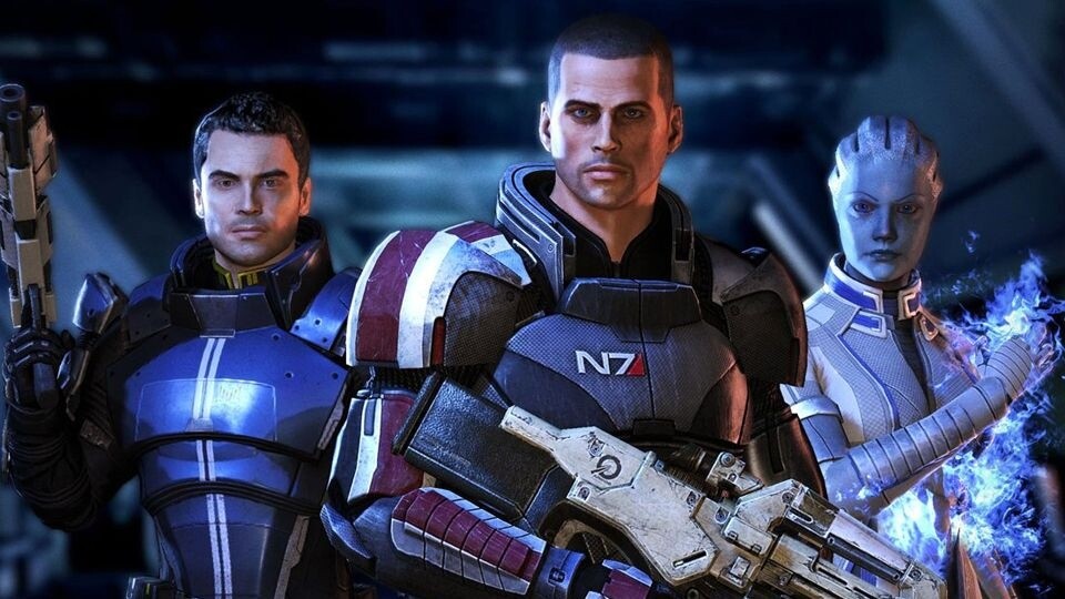 Kaidan, Shepard und Liara in Mass Effect 3.