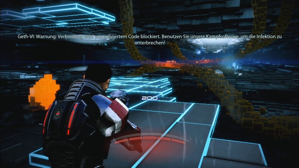 Cool: In einer Mission brechen wir als virtueller Shepard in einen Computer ein.
