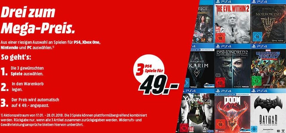 Mediamarkt bietet 3 Spiele für 49€ beziehungsweise 79€ an - gemischt werden darf auch plattformübergreifend.