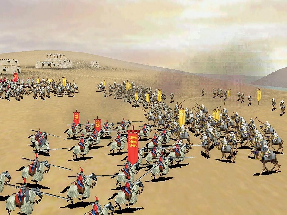 Die Geographie hat entscheidende Auswirkung auf die Schlacht: In der Wüste sind Kamelreiter selbst stark gepanzerten Rittern weit überlegen.