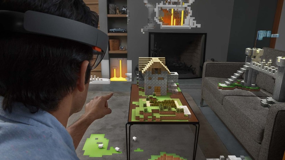 Szene aus dem HoloLens-Ankündigungsvideo: Bekommen wir das Augmented-Reality-Minecraft auf der Messe zu sehen?