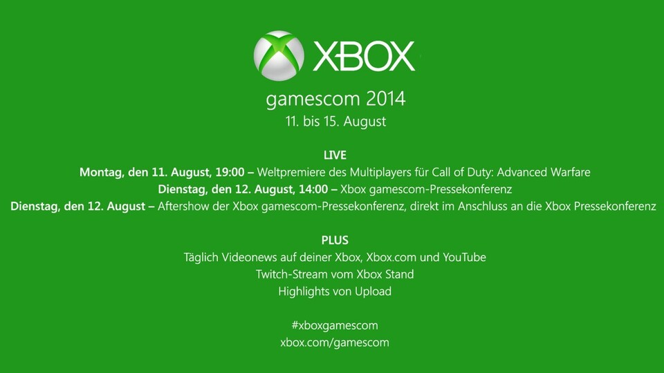 Microsofts Programm-Plan zur Gamescom.