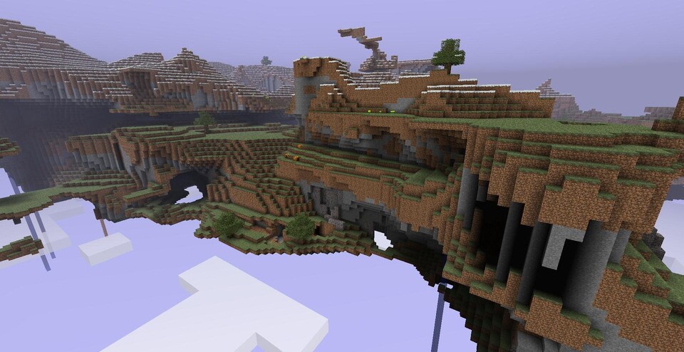 Solche Bauprojekte in luftiger Höhe ermöglicht das Update »Sky Dimension« für das Sandbox-Spiel Minecraft.