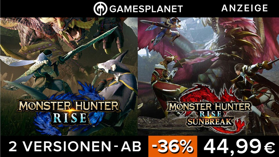 Holt euch jetzt Monster Hunter Rise mitsamt der Sunbreak-Erweiterung ganze 36 Prozent günstiger bei Gamesplanet.