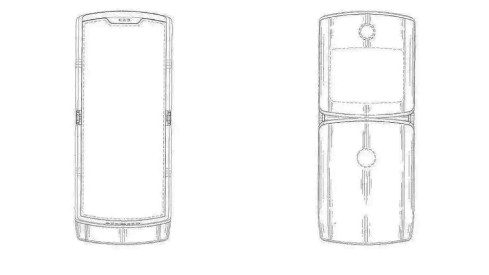 Patentzeichnungen zu einem möglichen Motorola Razr als Falt-Smartphone. (Bild: WIPO)