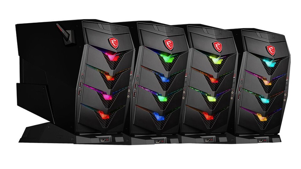 16,8 Millionen RGB-Farben: Die Optik des MSI Aegis X3 Gaming-PCs kann individuell nach Geschmack angepasst werden.