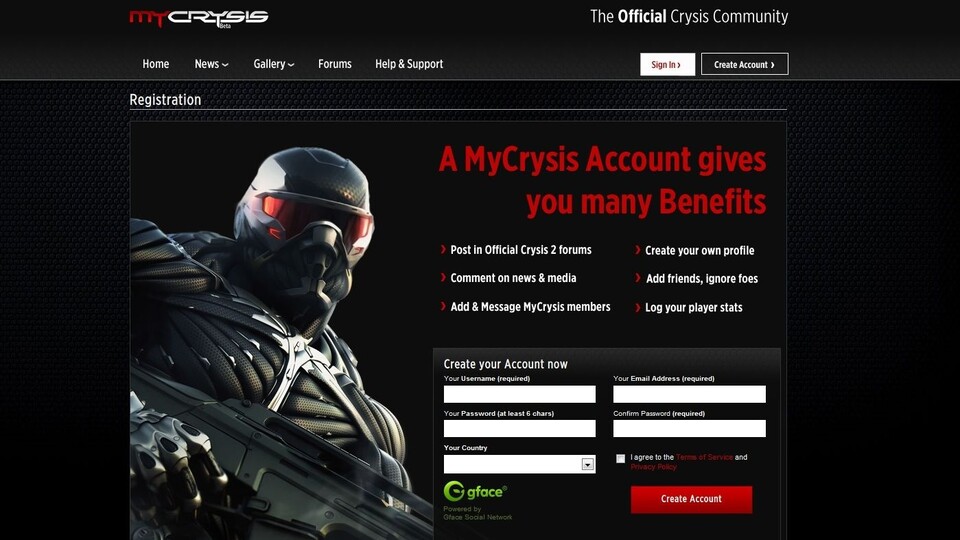MyCrysis.com, die Community-Seite für den Multiplayer-Modus.