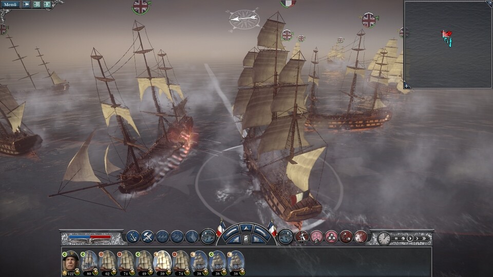 Kriegsschiffe können sich während der Schlacht reparieren.