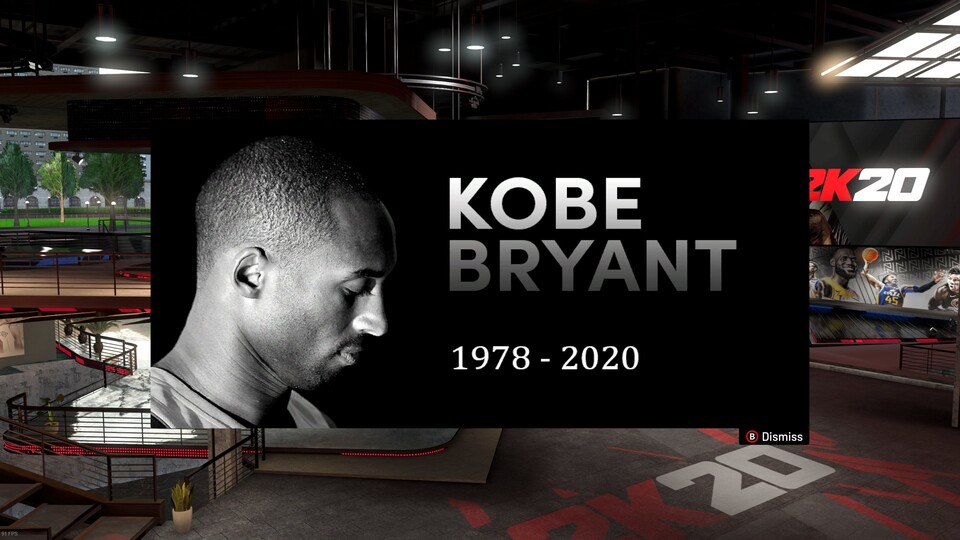 Mit dieser Nachricht würdigen die Entwickler von NBA 2K20 den verstorbenen Superstar.
