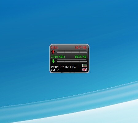 NetMeter zeigt die aktuelle Auslastung einer beliebigen Netzwerkverbindung des PCs an. Dazu informiert es über die bisher bei Up- und Download angefallenen Datenmengen seit der letzten Initialisierung der Verbindung. Auch die externe IP-Adresse des Rechners wird angezeigt, was beim Start des Gadgets für einige Sekunden Verzögerung sorgen kann.