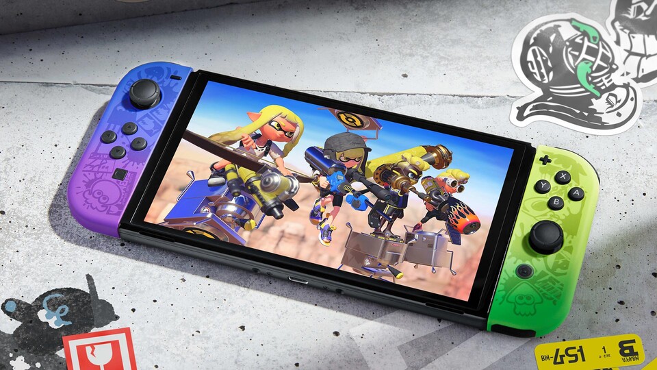 The Nintendo Switch OLED Splatoon Edition. (Image: Nintendo)