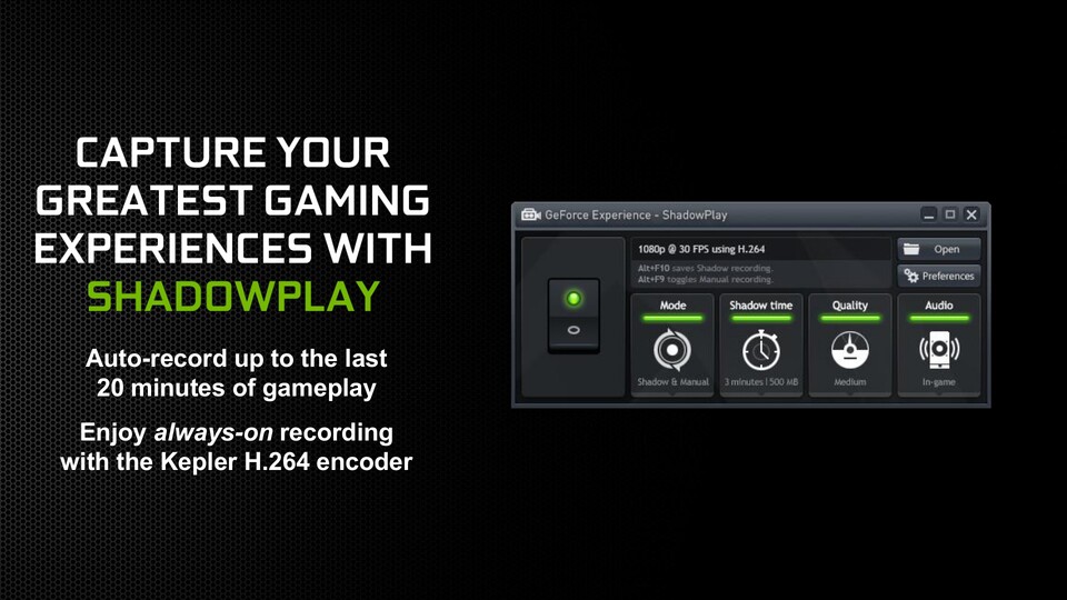 Nvidia will Geforce Experience noch im Sommer 2013 um die Aufnahme-Funktion »Shadow Play« erweitern.