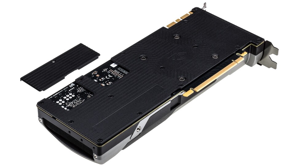 Nvidia spendiert der Geforce GTX 980 eine mattschwarze Backplate, die sich teilweise entfernen lässt, um in SLI-Verbunden den Luftstrom zu verbessern.
