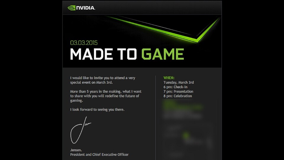 Nvidia lädt für den 3. März zum Event »Made to Game«. (Bildquelle: Androidpolice)