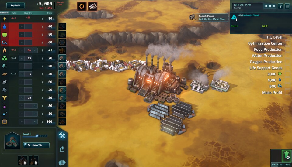 Mit dem DLC Limited Supply wird Offworld Trading Company zum Survival-Game.