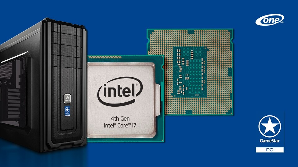 Der neue Intel Core i7 4790K im One GameStar-PC Ultra und Xtreme arbeitet standardmäßig mit bis zu 4,0 GHz. Im Turbo-Modus sind sogar bis zu 4,4 GHz drin.