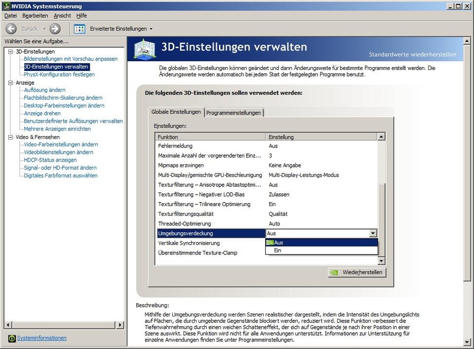 Nvidia Systemsteuerung