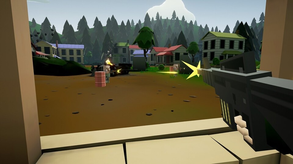 Out of Ammo ist ein Tower-Defense-Spiel aus der Egoperspektive in VR und erscheint derzeit nur für die HTC Vive. Dafür nutzt das Spiel von Dean Hall auch intensiv die Vorteile des Raumtrackings.
