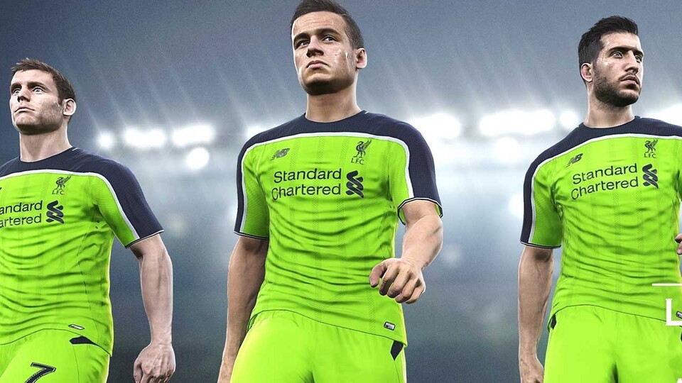 Wichtigste Neuerung des »Data Packs 1.0« für PES 2017: Das dritte Trikot für den Liverpool FC im modischen neongrün.