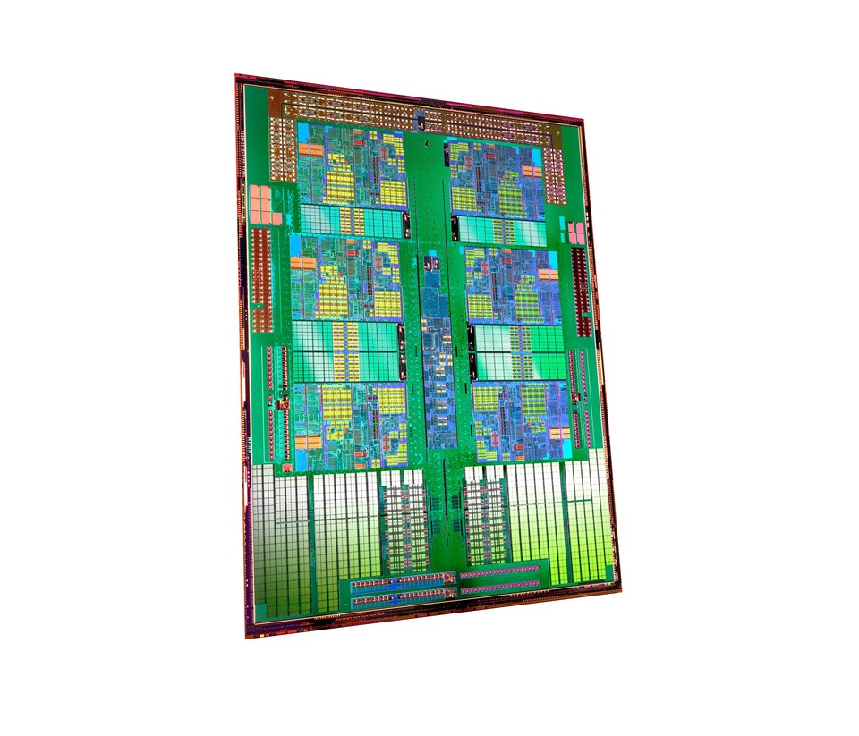 Phenom II X6 Die-Shot : Native Six-Core-CPU: Der Phenom II X6 wird aus einem Stück Silizium gefertigt.