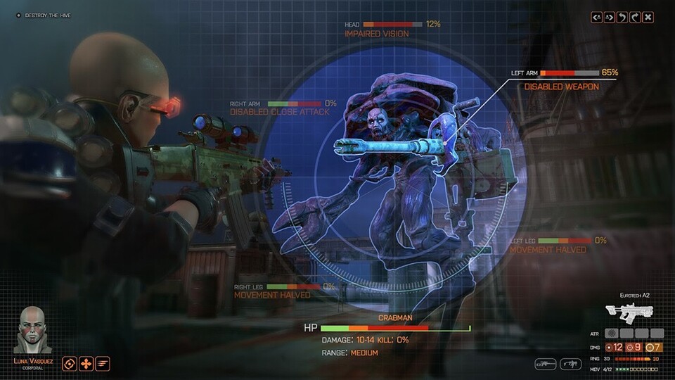 Der erste Screenshot zu Phoenix Point zeigt, dass man einzelne Körperteile eines Gegners anvisieren kann.