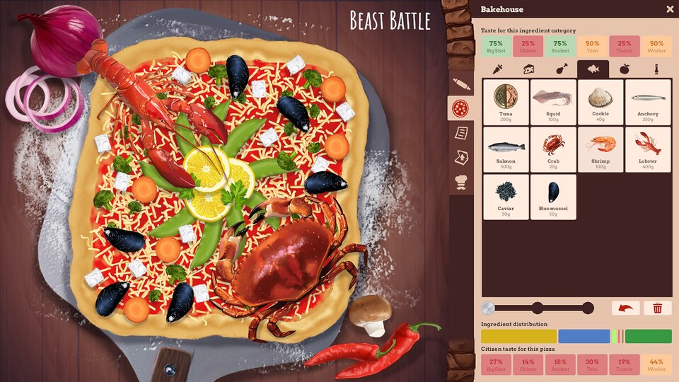 Der Pizza Creator aus Pizza Connection 3. Wer am kreativsten mit Teig und Zutaten umgeht, gewinnt den dritten Teil der Wirtschaftssimulation. 