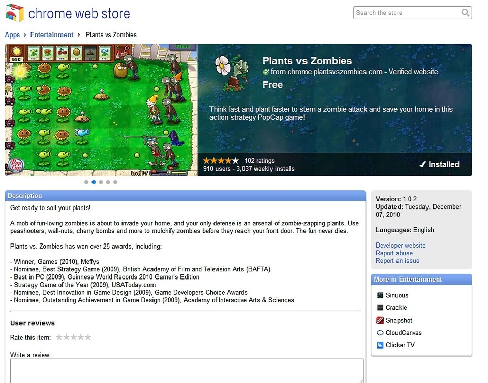Plants vs. Zombies im Web Store : Plants vs. Zombies im Web Store
