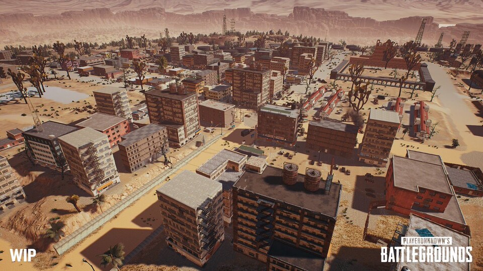 Solche Hochhäuser gibt es bislang noch nicht in Playerunknown's Battlegrounds, womöglich aber in der neuen Wüstenmap.