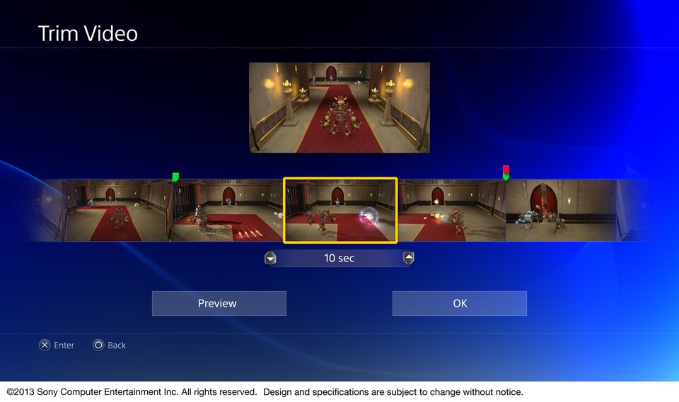 Die Spielszenen der letzten Minuten zeichnet die PS4 automatisch auf, diese können Sie rudimentär zurecht schneiden und auf Facebook oder Ustream hochladen.