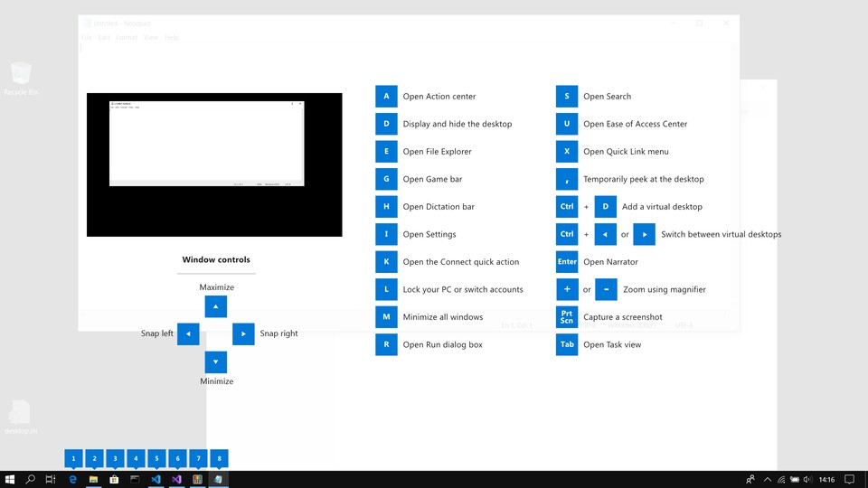 Diese Shortcut-Übersicht listet euch die Tastenkombinationen mit der Windows-Taste auf. (Bildquelle: Microsoft)