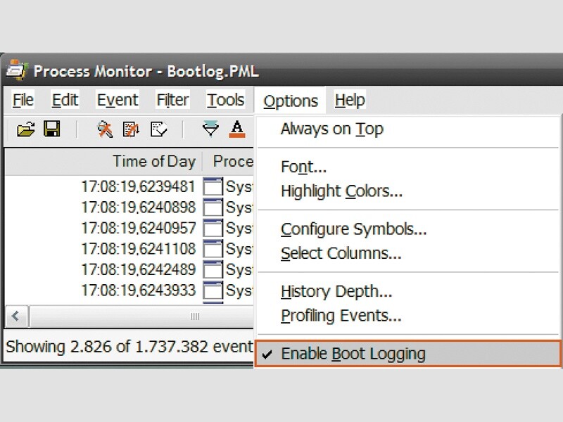 Bootlog anlegen: Mit dem Tool Process Monitor aus der Sysinternals Suite finden Sie schnell die Treiber heraus, die den Bootprozess Ihres Systems verzögern.