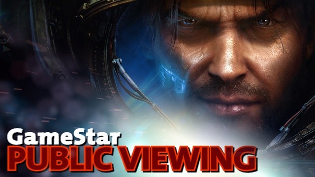 Public Viewing mit StarCraft 2 und massig Spielszenen.