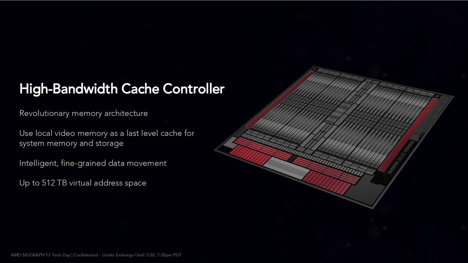 Der High Bandwith Cache Controller ermöglicht es Vega, den Systemspeicher zusätzlich zum regulären VRAM zu nutzen. Mit 8,0 GByte ist Vega allerdings auch ohne den Cache bereits gut aufgestellt.