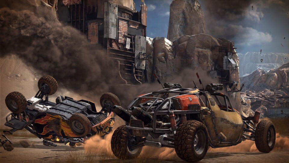 Die Fahrzeuge a la Mad Max passen in die Welt von Rage wie die Faust auf's Auge.