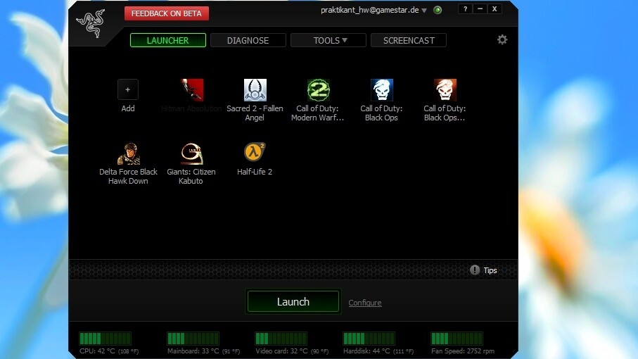 Der Razer GameBooster listet nach dem Start alle installierten Spiele auf. 