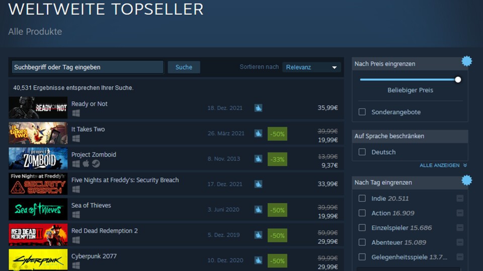Auf Ready or Not gab es beim Weihnachtssale auf Steam keinen Rabatt. Dennoch führt der Shooter die Topseller-Liste an.