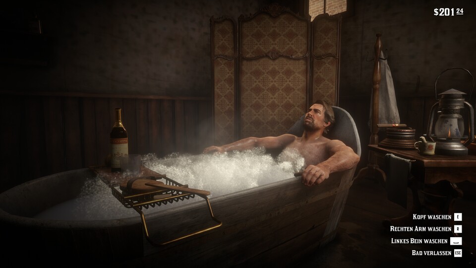 Was Witcher Geralt kann, kann Arthur Morgan schon lange. Wer lange nicht badet und mit schmutzigen Klamotten rumläuft, wird von den Mitmenschen darauf hingewiesen.
