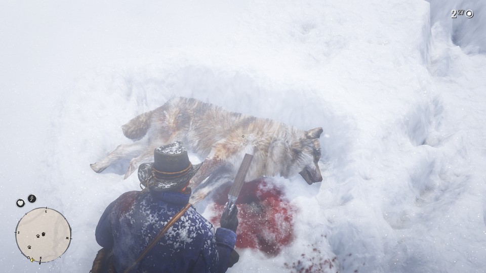 Der Prolog findet in einem verschneiten Berggebiet statt, hie kämpft die Bande ums Überleben und muss sich etwa hungriger Wölfe erwehren.